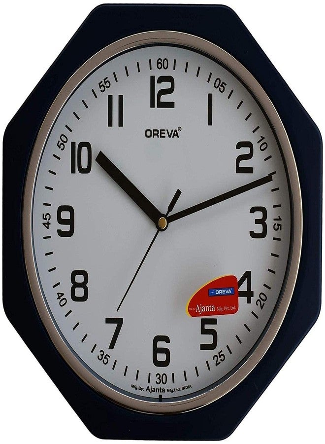 OREVA Plastic Octagon Shape Simple Wall Clock (24.6 x 3.9 x 24.6 cm, Blue, AQ-1967)